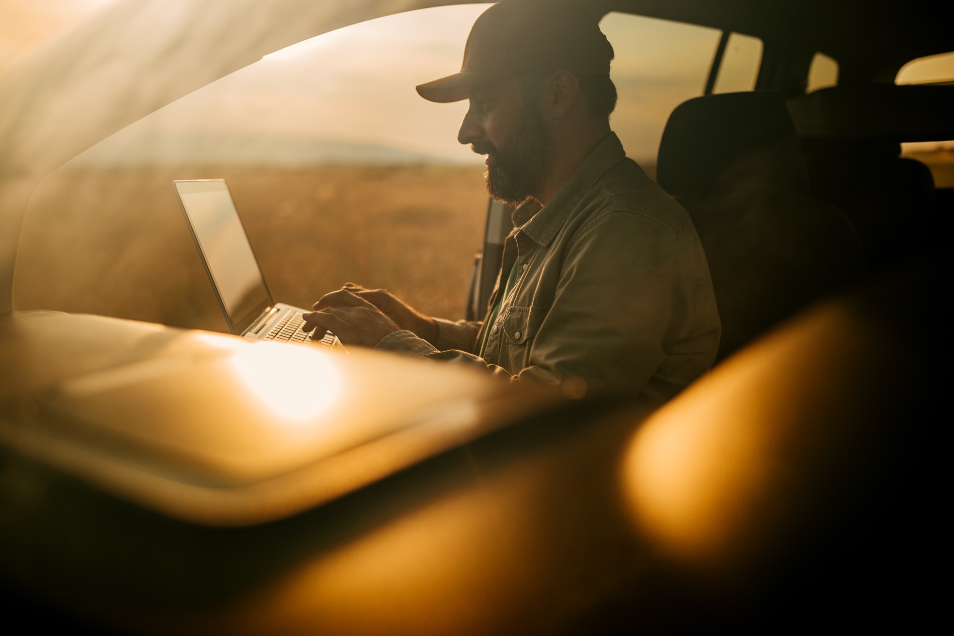 Farmer with laptop